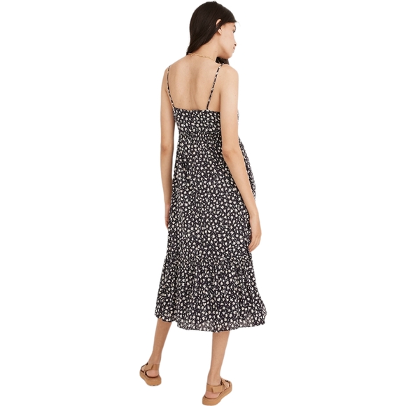 Madewell Navy Floral Sleeveless Tiered Midi Dress - Picture 2 of 11